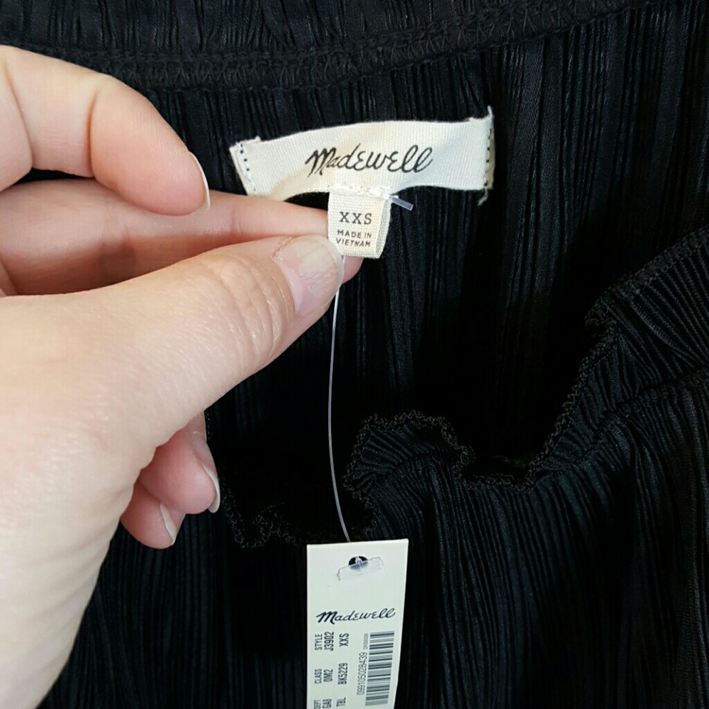 Madewell black 'Nicole' pleated ruffled top XXS - Picture 8 of 8